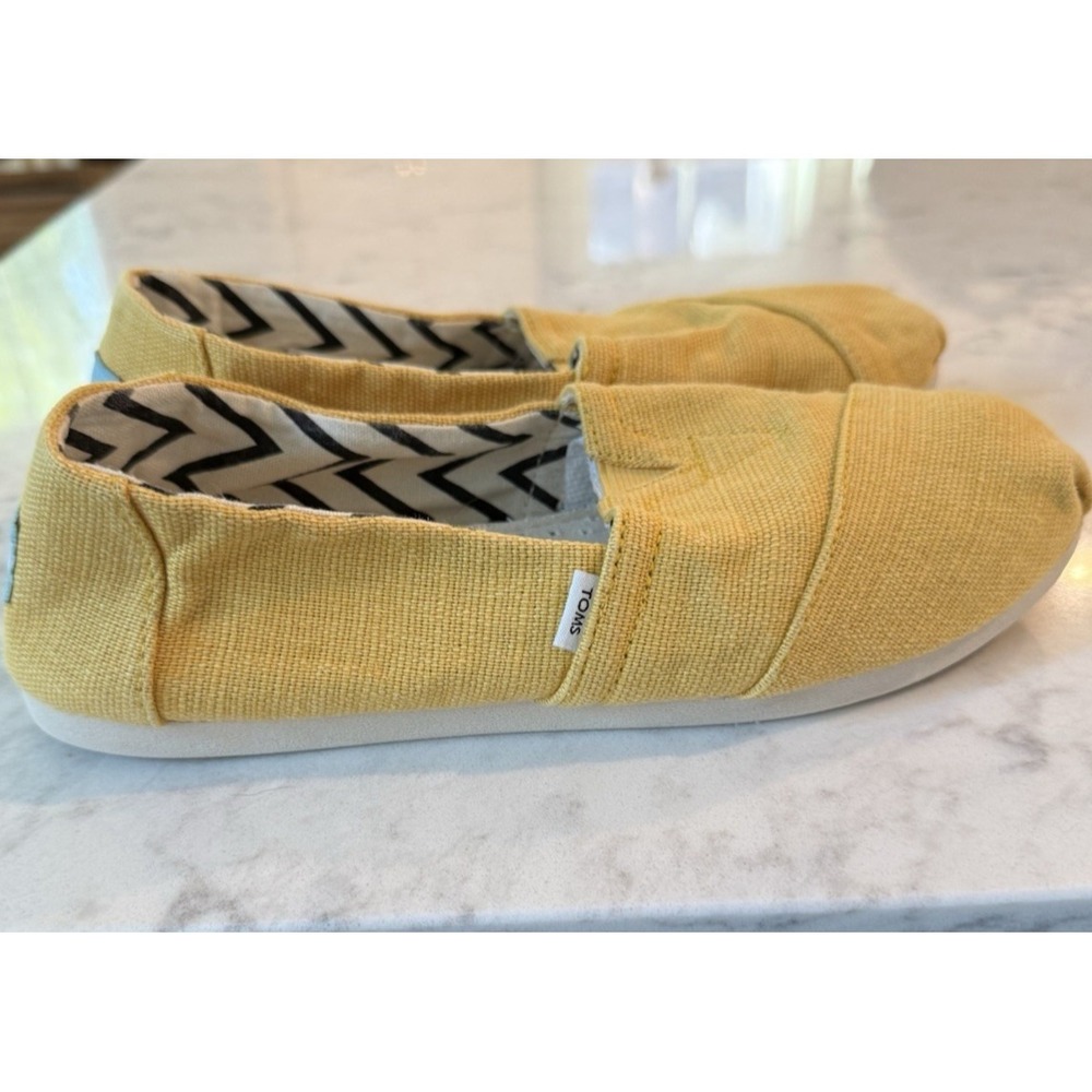 TOMS Alpargata Heritage Eco Women's Slip On Canvas Shoes Yellow Flats Size 7